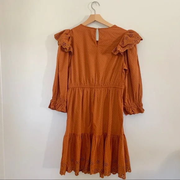 Universal Thread Rust Ruffle Long Sleeve Ruffle Dress - Picture 8 of 14